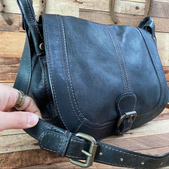 FOSSIL vintage timeless saddle bag in black Patina - Picture 4 of 14